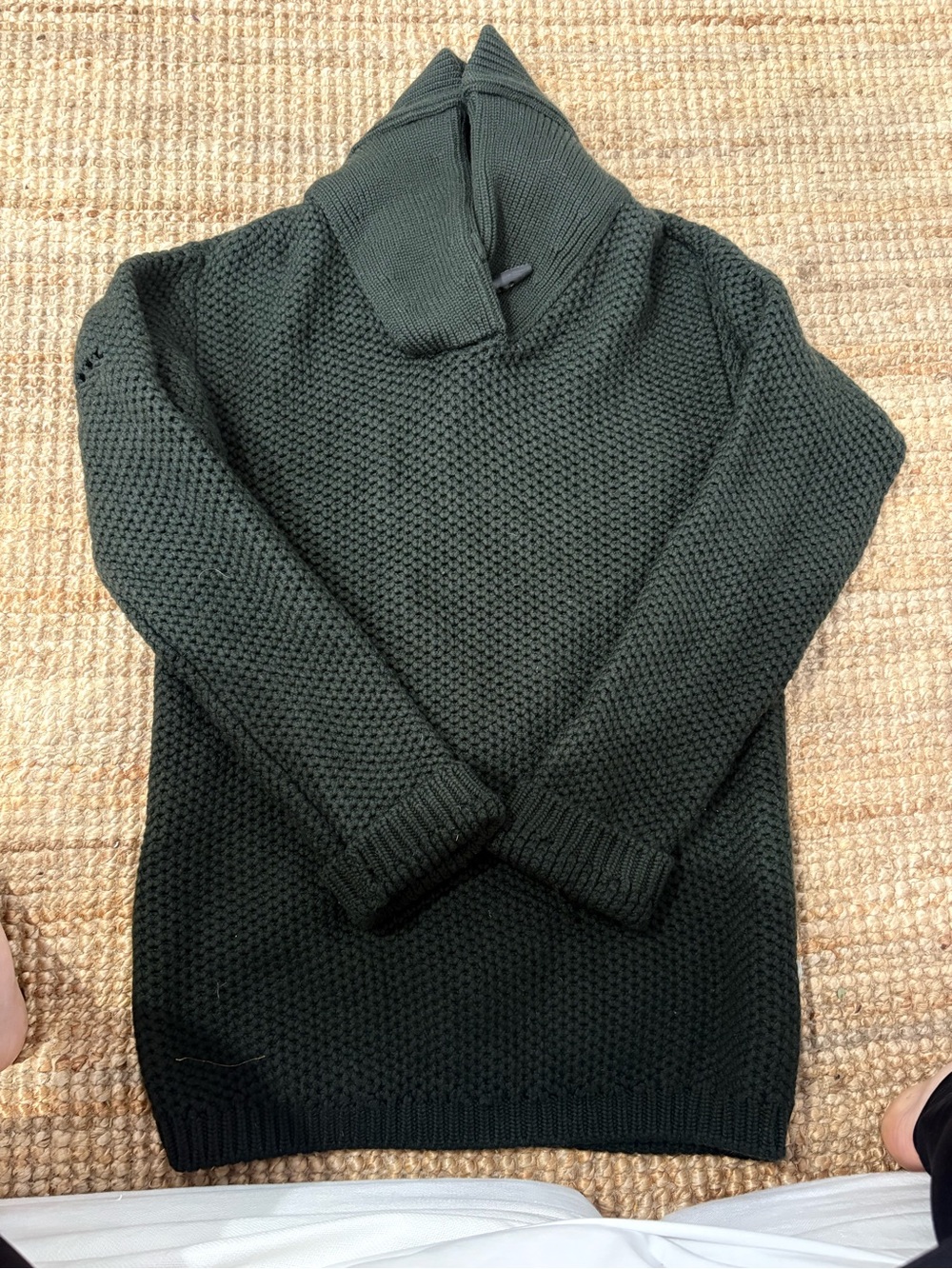Men's Proenza Schiller Dark Green Knit Shawl Collar Sweater